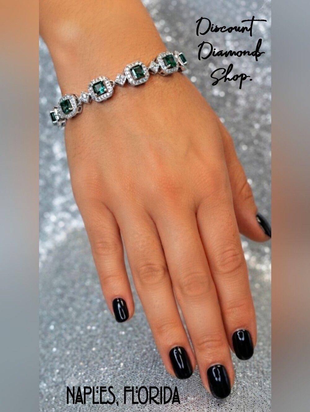 Green & White Natural Topaz Tennis Bracelet on Platinum - Stamped PT 950